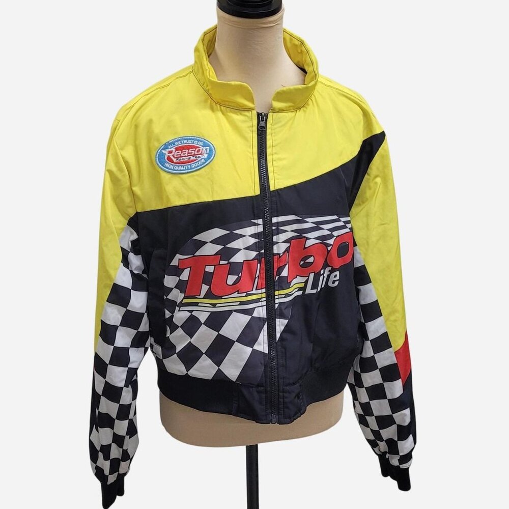 Rason Yellow & Black Baby Girl Racing Bomber Jacket (L)